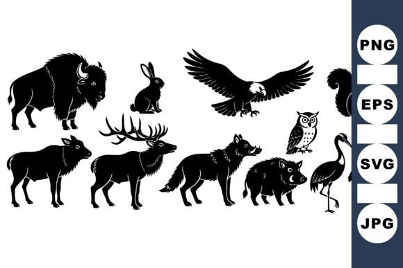 Download Wildlife Silhouette Animal Set - Wildlife silhouette Collection