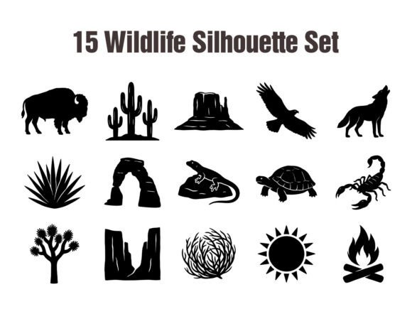 Download Desert Wildlife Silhouette Set SVG - Wildlife silhouette Collection