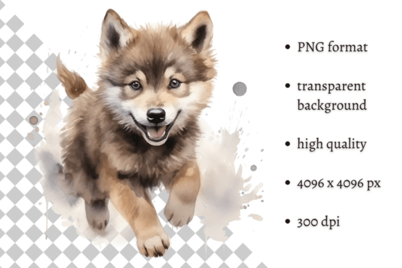 Download Cute Watercolor Baby Wolf PNG Clipart - Cute watercolor Collection