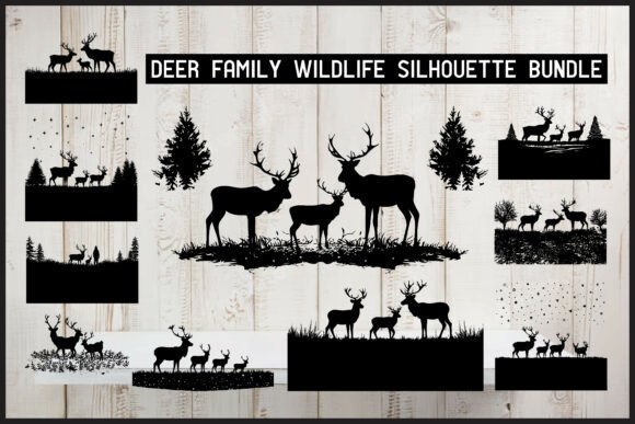 Download Deer Family Wildlife Silhouette Bundle - Premium Resources