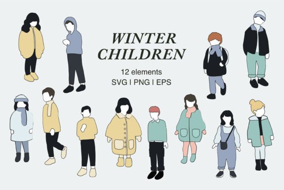 Download Winter Children Illustration ClipArt Set - Child Collection