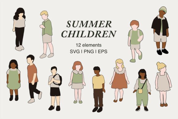Download Summer Children Illustration ClipArt Set - Child Collection