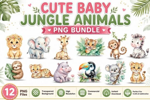 Download Cute Baby Jungle Animals PNG Bundle - Jungle animals png Collection