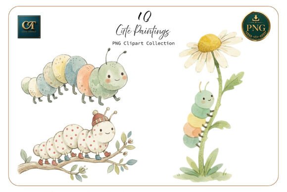 Download Cute Watercolor Caterpillar Set - Premium Resources