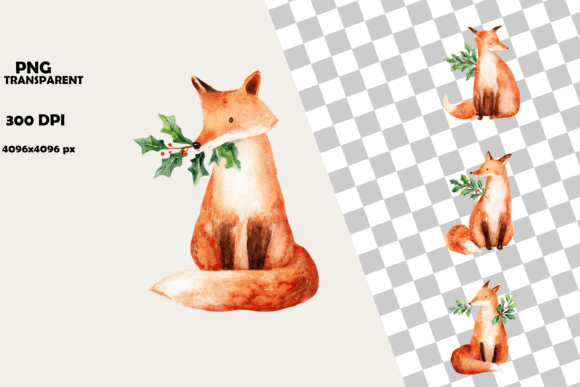 Download Cute Watercolor Fox Christmas Clipart - Cute watercolor Collection