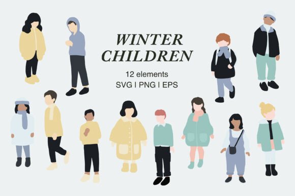 Download Winter Children Illustration ClipArt Set - Child Collection