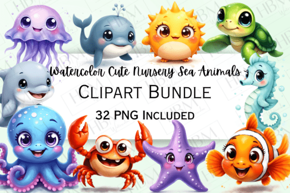 Download Cute Watercolor Ocean Animals Clipart - Cute watercolor Collection
