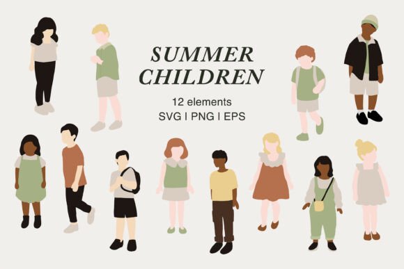 Download Summer Children Illustration ClipArt Set - Child Collection